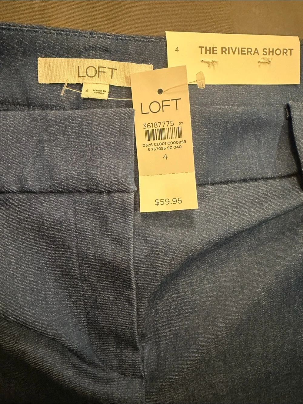 LOFT Tailored Denim-Look Blue Bermuda Shorts
